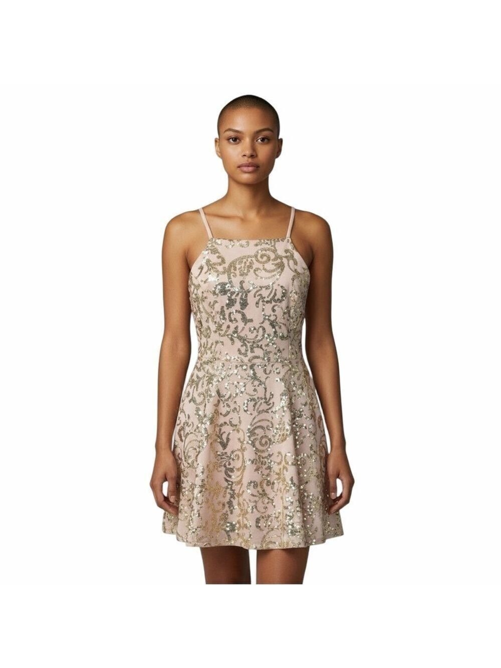 City Triangles Pink and Gold Sequin Prom Dress Size 11 Juniors